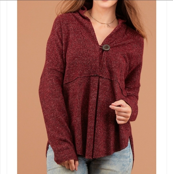 FLASH SALE🔥Soft Burgundy Button Pullover - Picture 1 of 6